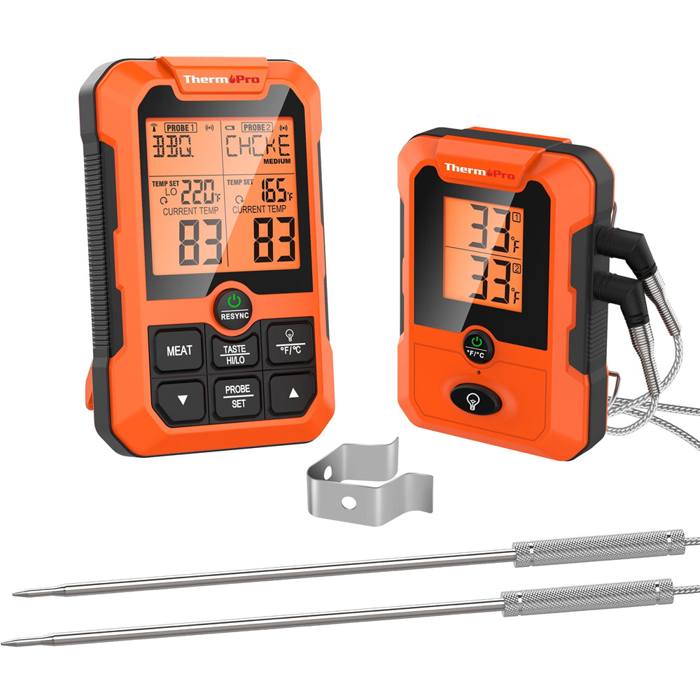 ThermoPro TP810W Dual Probe Digital Meat Thermometer for Oven, Fryer, Grill, Sous Vide, BBQ, Smoker, Rotisserie, Smart Kitchen Cooking with 500ft. Wireless Signal Range & On-Board Timer Mode
