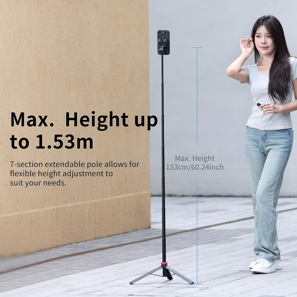Ulanzi MT-84 MagSafe Magnetic Smartphone Selfie Stick Tripod for iPhone and Other MagSafe Devices - 7-Section Extendable Rod (up to 153cm) for Live Streaming, Vlogging, Photography, and Content Creation | T001