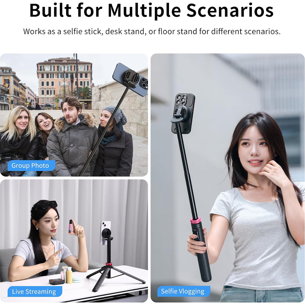 Ulanzi MT-84 MagSafe Magnetic Smartphone Selfie Stick Tripod for iPhone and Other MagSafe Devices - 7-Section Extendable Rod (up to 153cm) for Live Streaming, Vlogging, Photography, and Content Creation | T001