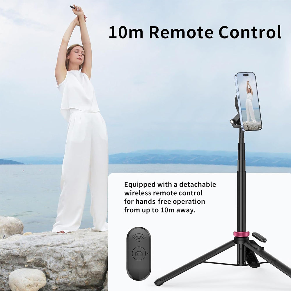 Ulanzi MT-84 MagSafe Magnetic Smartphone Selfie Stick Tripod for iPhone and Other MagSafe Devices - 7-Section Extendable Rod (up to 153cm) for Live Streaming, Vlogging, Photography, and Content Creation | T001