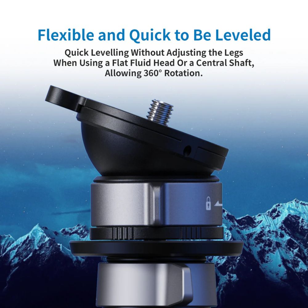 YC ONION 52mm Aluminum Quick-Leveling Tripod Mini Bowl Head with 360° Rotation + Tilt Adjustment, 8kg Max Load Capacity, 3/8" Screw Mount, Bubble Level, and Locking Knob System for Professional Photography & Video Recording