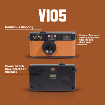 Camp Snap V105 Vintage Style Screen-Free Digital Camera Point & Shoot with 8MP Sensor, Rechargeable Battery 500 Max Shots per Single Charge, Internal 4GB MicroSD Card Slot Max 2000 Shots and LED Flash with Controls for Photography