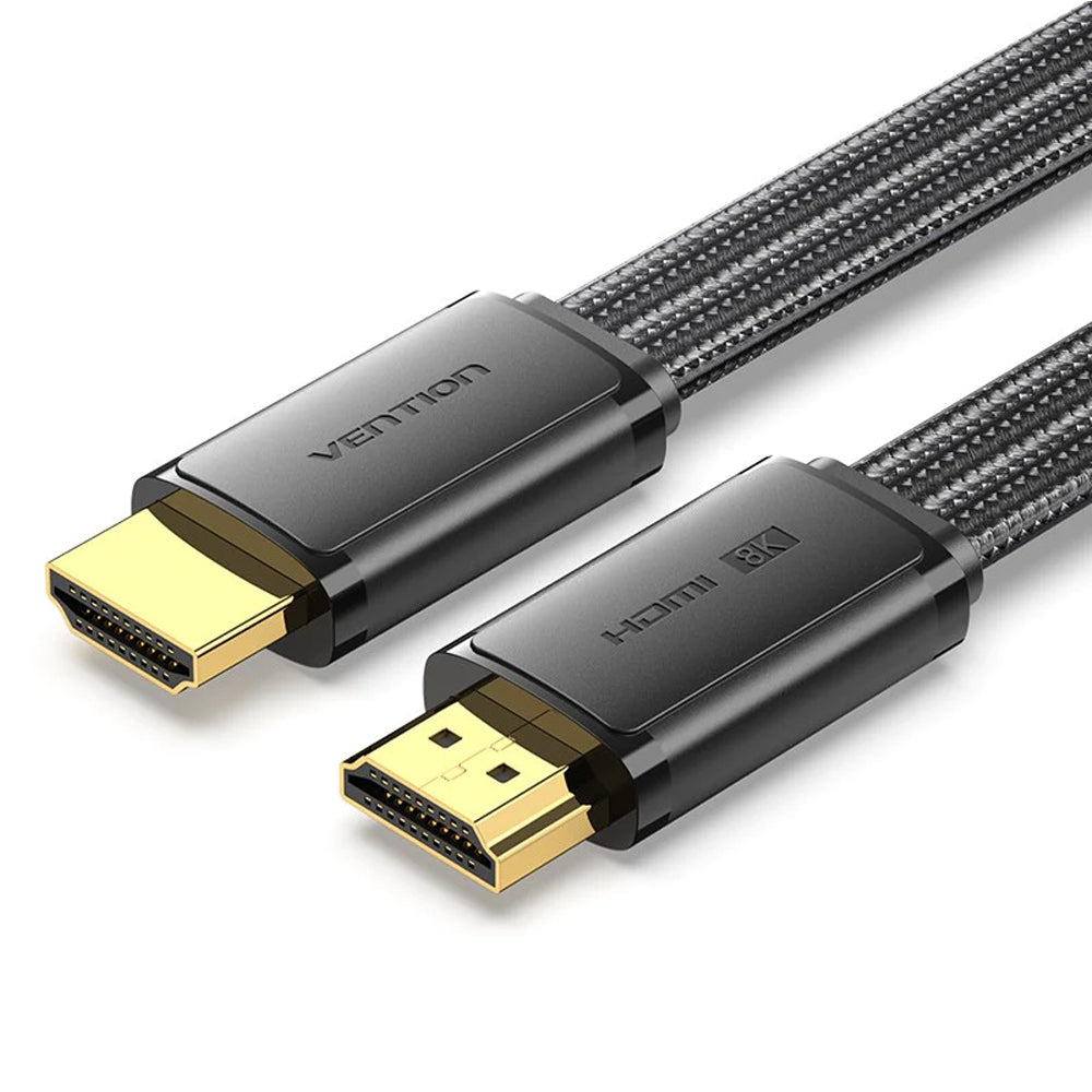 Vention (2m) 8K 60Hz UHD Flat HDMI 2.1 Male to Male Video Display Cable with 240Hz Refresh Rate, Dolby Atmos, 12-Bit Color Depth, Nylon-Braided Jacket, High Dynamic Range (HDR), Multiple Display Modes for Laptop, PC, TV, Monitor, Projector