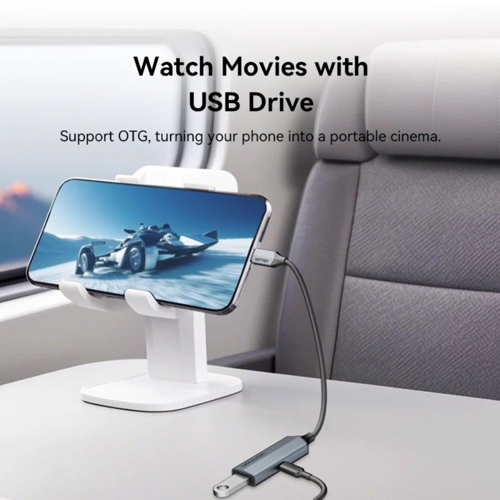 Vention USB-A 3.2 Gen 2 Female to USB C Male Adapter with 100W PD Fast Charging, 10Gbps High-Speed Data Transfer, Aluminum Alloy Shell and PVC Jacket for Smartphone, Laptop, Tablet - Windows, macOS, Linux & Android