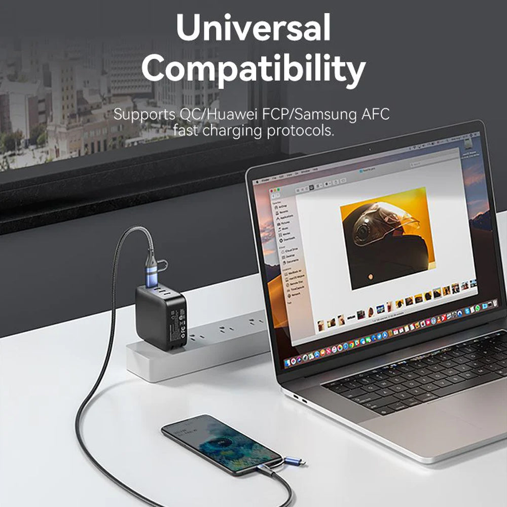 Vention (1m, 1.5m, 2m) 4-in-1 USB-C 2.0 Fast Charging Data Cable PD 100W with USB-A & Micro USB Built-In Adapter, 480Mbps Transmission Rate, Nylon Braided Jacket for Smartphone, Tablet, Laptop, PC
