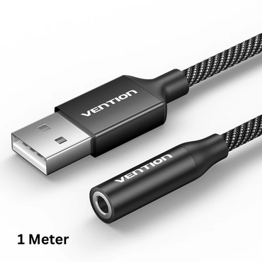 Vention USB-A External Sound Card with 3.5mm Audio TRRS Female Headset & Microphone Adapter Port with Aluminum Alloy Shell and Braided Cord Jacket - Plug & Play for PC, Computer, Desktop, Laptop, Speakers and Gaming Consoles