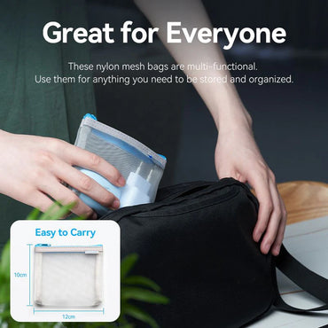 Vention 10 x 12 cm Electronic Accessories Personal Nylon Mesh Storage Bag with Pack of 2 for Power Adapter, Charging Data Cables, USB Hub, Flash Drives, SD/TF Memory Cards, Cosmetics | KREH0