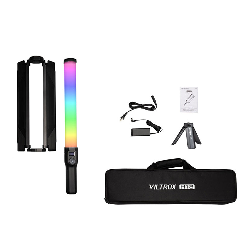 Viltrox H18 18W Double-Sided RGB LED Tube Light with One key Switch 26 FX  Lighting Effects, 25000K to 68000K Bi-Color Temperature, Wireless APP