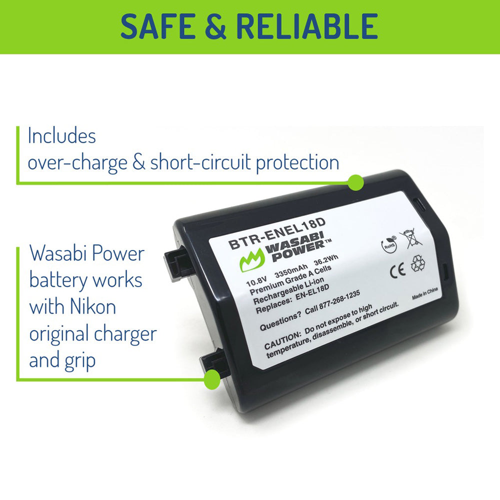 Wasabi Power Nikon EN-EL18D ENEL18D Battery for Nikon D4 D4S D5 D6 DSLR and Z9 Mirrorless Camera