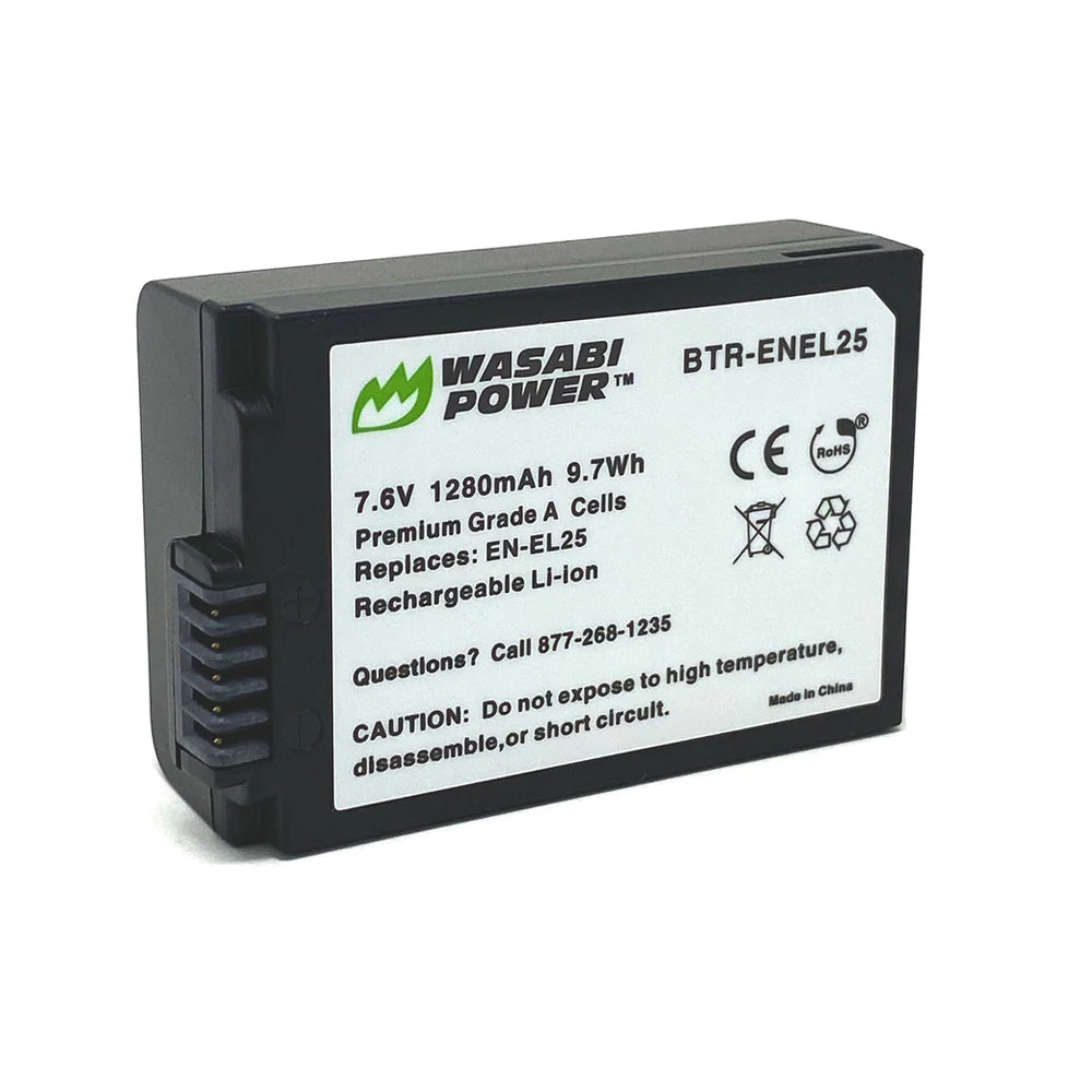 Wasabi Power EN-EL25 Rechargeable Replacement Camera Battery 7.6V 1280mAh for Nikon Z 30, Nikon Z 50, Nikon Z fc Mirrorless Camera | BTR-ENEL25