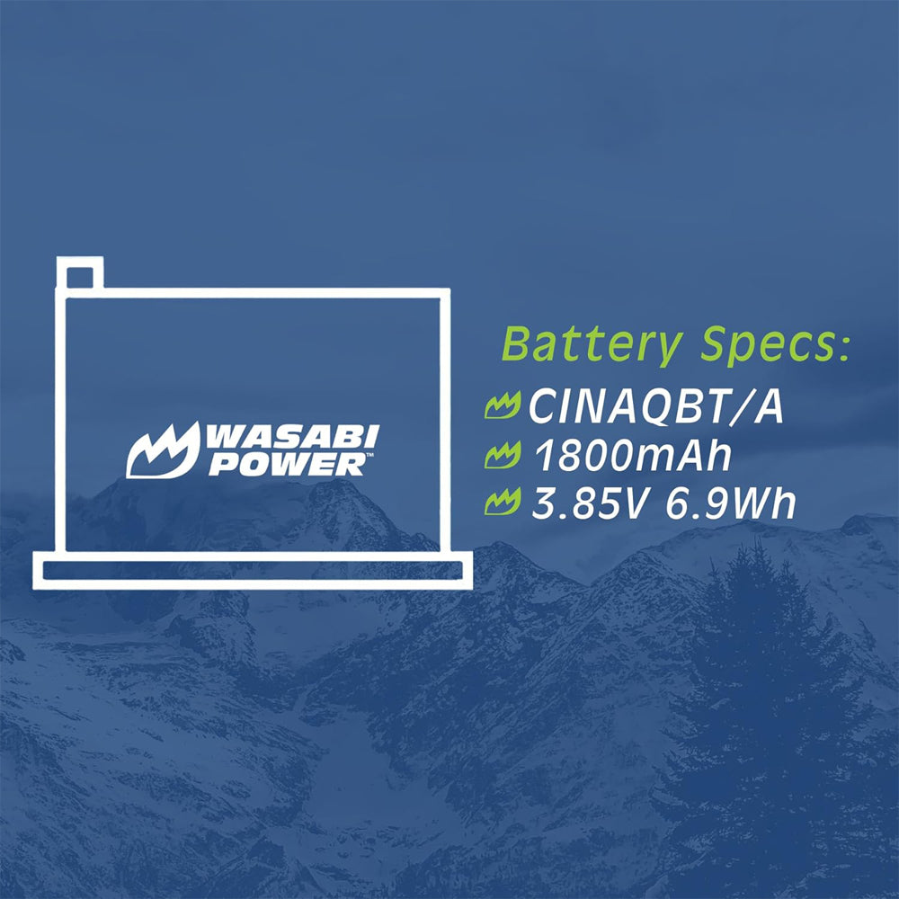 Wasabi Power Rechargeable Battery (2-Pack) 3.85V 1800mAh with USB Dual Charger Kit for Insta360 X3 Camera