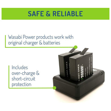 Wasabi Power InstaOneX-Batt (2 Pack) 3.8V 1200mAh Battery and Dual USB Charger Kit with Micro / USB Type-C Ports for Insta360 One X Action Camera