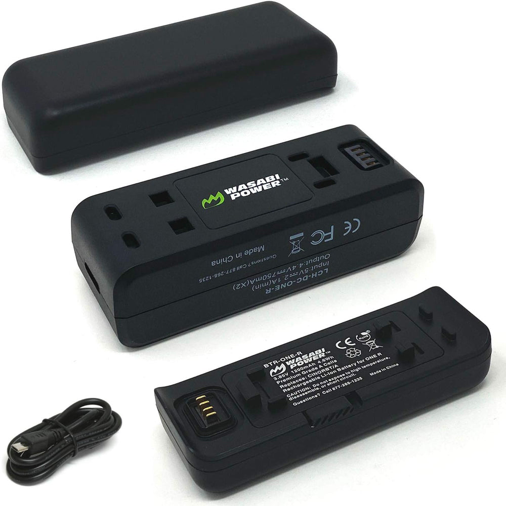 Wasabi Power Insta360 ONE R / ONE RS Action Camera Battery and Dual Charger Kit with Micro USB and Type-C Charging Ports, Spare for CINORBT/A