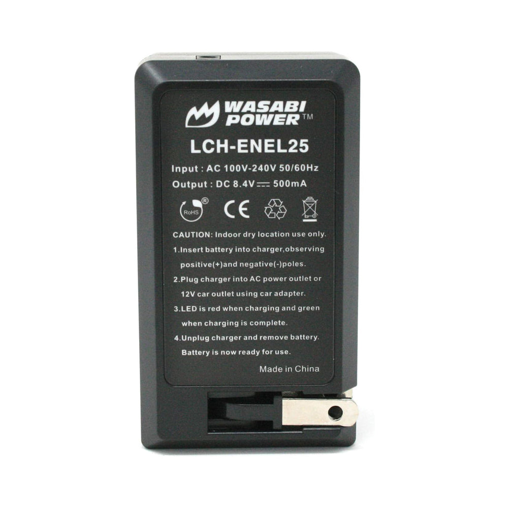 Wasabi Power EN-EL25 Dual Battery Charger with USB Type C Charging Cable for Nikon Z 30, Nikon Z 50, Nikon Z fc Camera Battery | LCH-FC-ENEL25