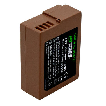 Wasabi Power DMW-BLC12 Type 7.2V 1100mAh Lithium-Ion Battery with Direct USB Type-C Fast Charging Port for Panasonic Lumix DMC-FZ200 DMC-FZ300 DMC-FZ1000 DSLR and DMC-G5 G6 G7 and DMC-GX8, DMC-GH2 Mirrorless Camera | USB-BTR-BLC12