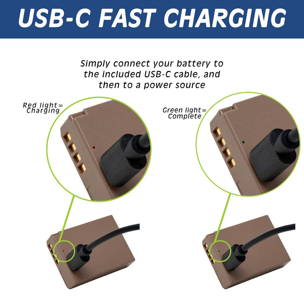 Wasabi Power Canon LP-E10 LPE10 Battery with USB Type C Fast Direct Charging for Canon EOS 4000D 3000D 2000D 1500D 1300D 1200D 1100D, Rebel T100 T7 T6 T5 T3, Kiss X90 X80 X70 X50 DSLR Camera