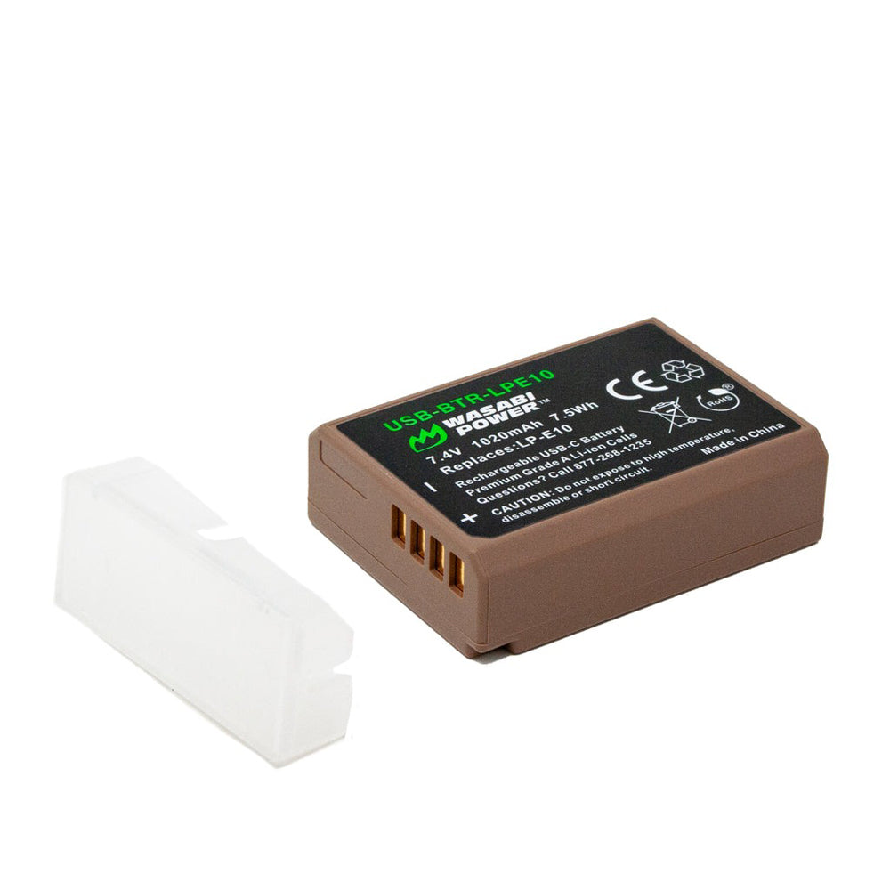 Wasabi Power Canon LP-E10 LPE10 Battery with USB Type C Fast Direct Charging for Canon EOS 4000D 3000D 2000D 1500D 1300D 1200D 1100D, Rebel T100 T7 T6 T5 T3, Kiss X90 X80 X70 X50 DSLR Camera