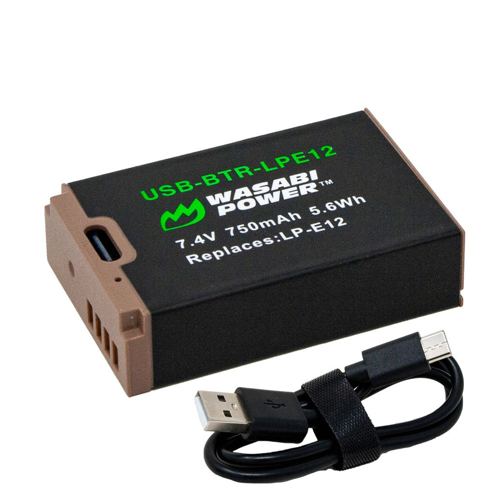 Wasabi Power Canon LP-E12 LPE12 Battery with USB Type C Fast