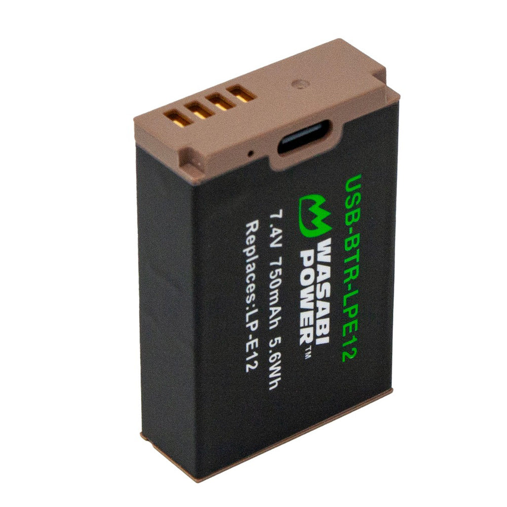 Wasabi Power Canon LP-E12 LPE12 Battery with USB Type C Fast Direct Charging for Canon EOS M M10 M2 M50 M50 Mark II M100 M200 100D and PowerShot SX70 HS Digital Camera