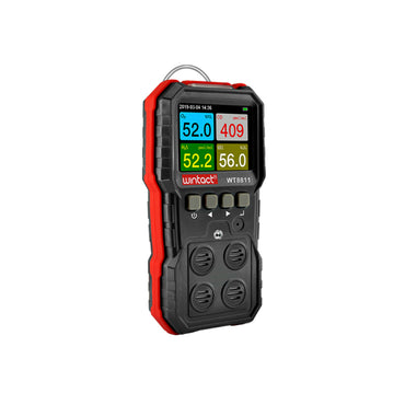 Wintact WT8811 Digital Compound Gas Monitor Meter for Carbon Monoxide, Hydrogen Sulfide, Oxygen, and Combustible Flammable Gas with Detachable Funnel Plate, Acrylic Siphon Tube, Colored LCD Monitor, and Micro USB Charger / Data Cable | JG Supe