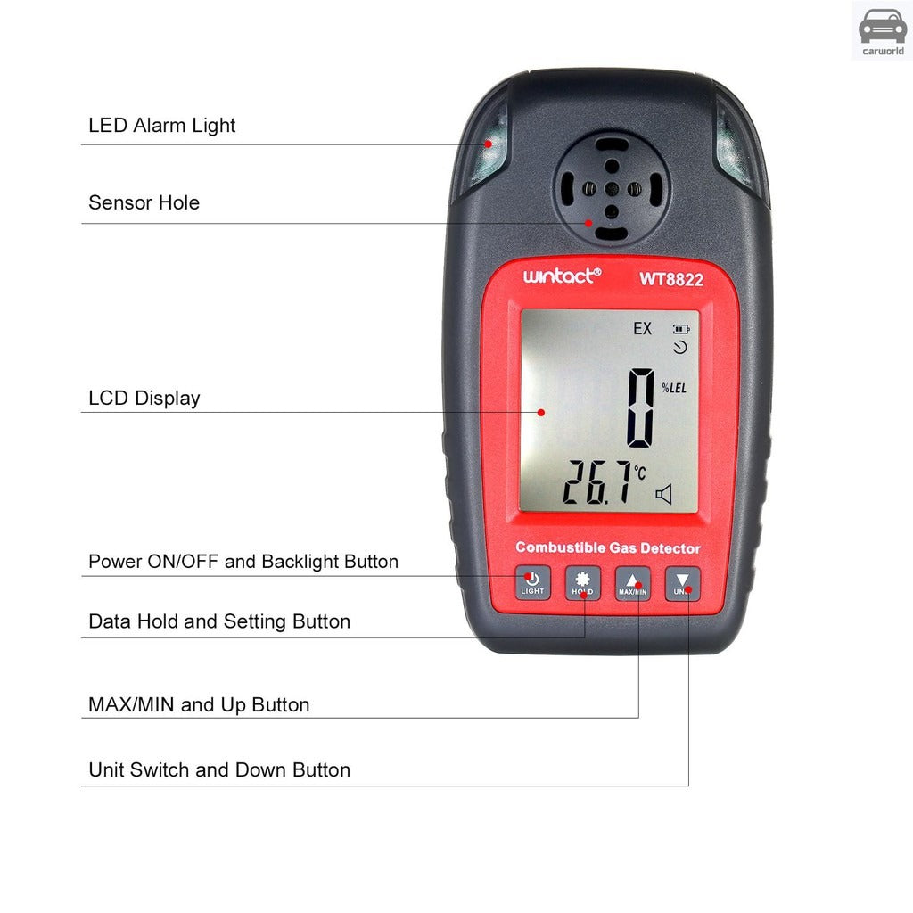 Wintact WT8822 Hydrogen Sulfide Detector with High Sensitivity Monitor Alarm Sensor and Digital HD LCD Display