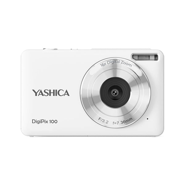 YASHICA DigiPix 100 Compact Digital Camera Point and Shoot 44 Megapixel F/3.2 35mm with 1080p Video, 16x Digital Zoom, 700mAh Li-ion Battery, Max 64GB TF / MicroSD Card Support, 2.4" IPS Screen Display for Photography | Silver, White