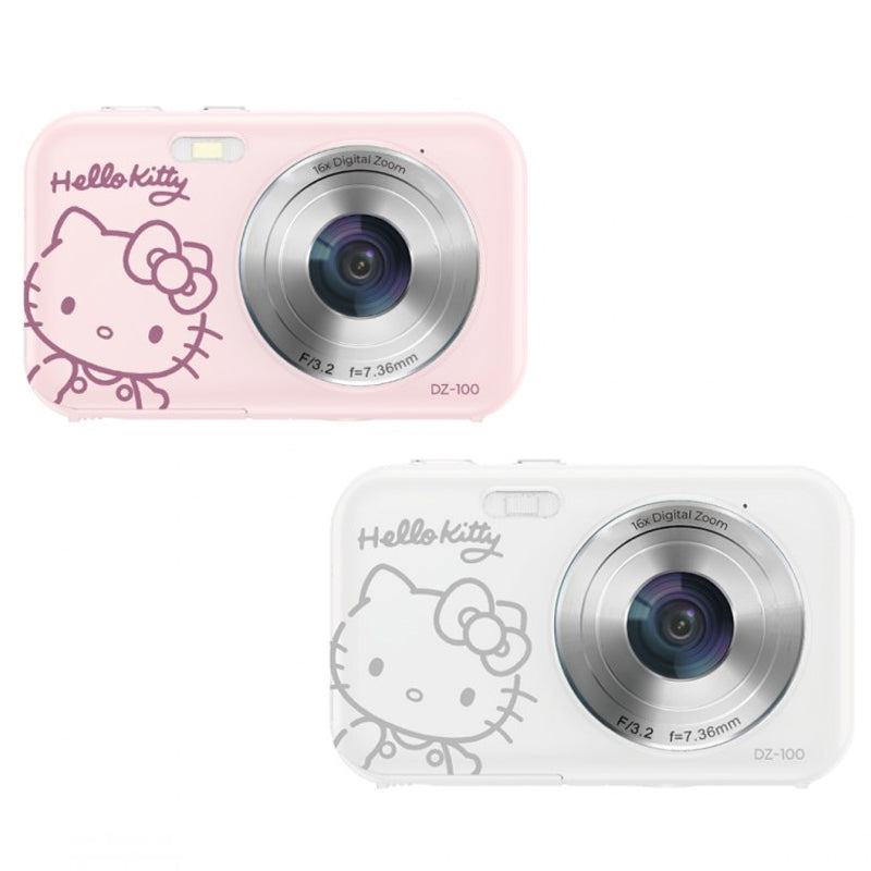 YASHICA x Hello Kitty Series (DZ-100) Compact Digital Camera Point and Shoot 44 Megapixel F/3.2 36mm with 1080p Video, 16x Digital Zoom, 700mAh Li-ion Battery, Max 64GB TF / MicroSD Card Support, 2.4" Screen Display | Pink, White