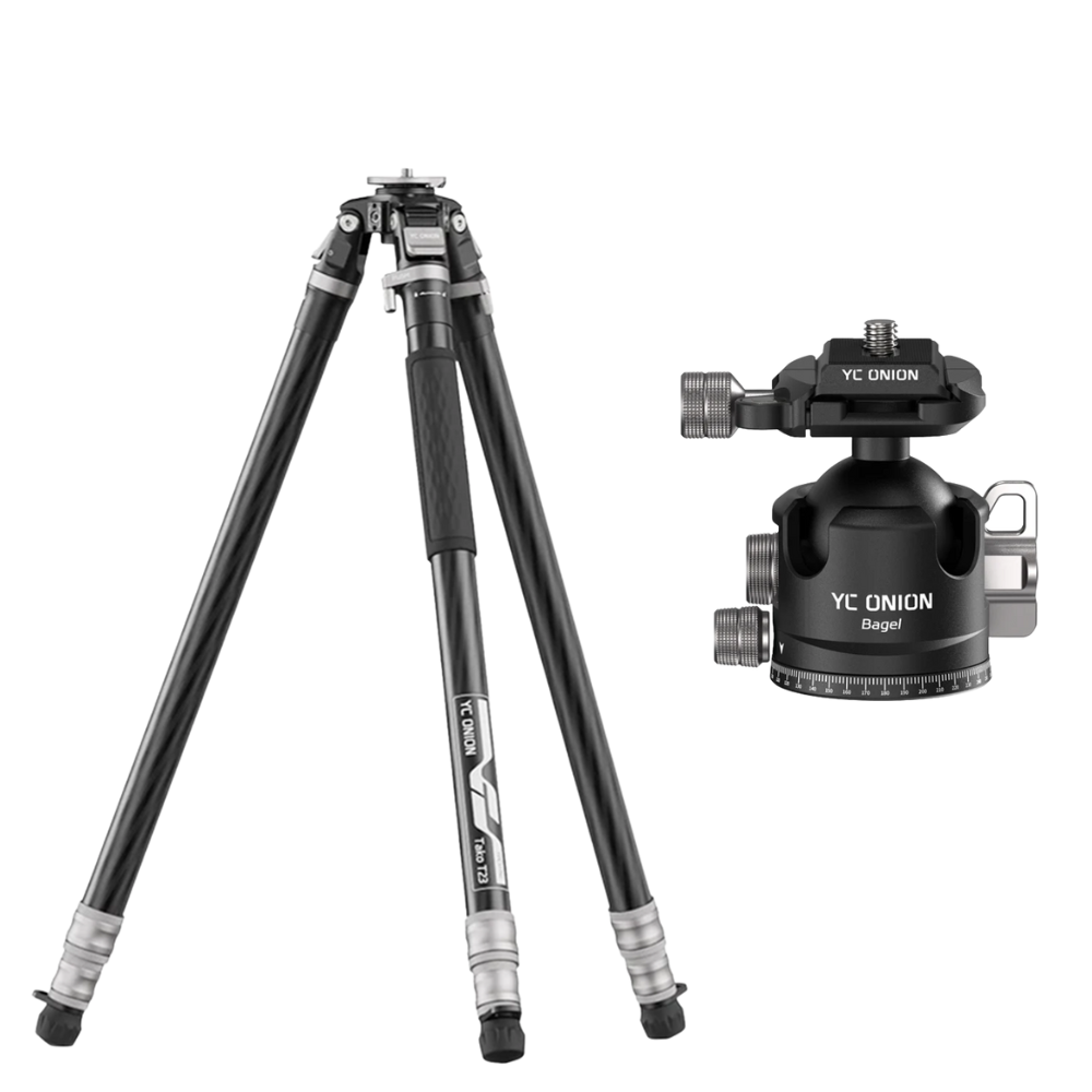 YC ONION TAKO T23 Carbon Fiber Tripod with GH38 Gimbal Head, Overhead Rig, BC44 & BF44 Ball Head, 1/4" Arri Locating Thread, One-Step Release System, Lower Shooting Angle Up to 82° for Photo / Video Tripod, DSLR Mirrorless Camera | TPC177