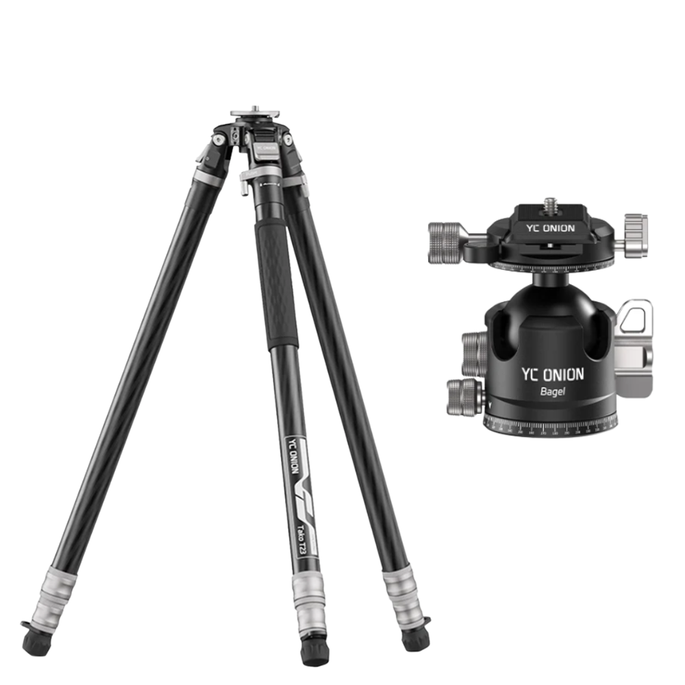 YC ONION TAKO T23 Carbon Fiber Tripod with GH38 Gimbal Head, Overhead Rig, BC44 & BF44 Ball Head, 1/4" Arri Locating Thread, One-Step Release System, Lower Shooting Angle Up to 82° for Photo / Video Tripod, DSLR Mirrorless Camera | TPC177