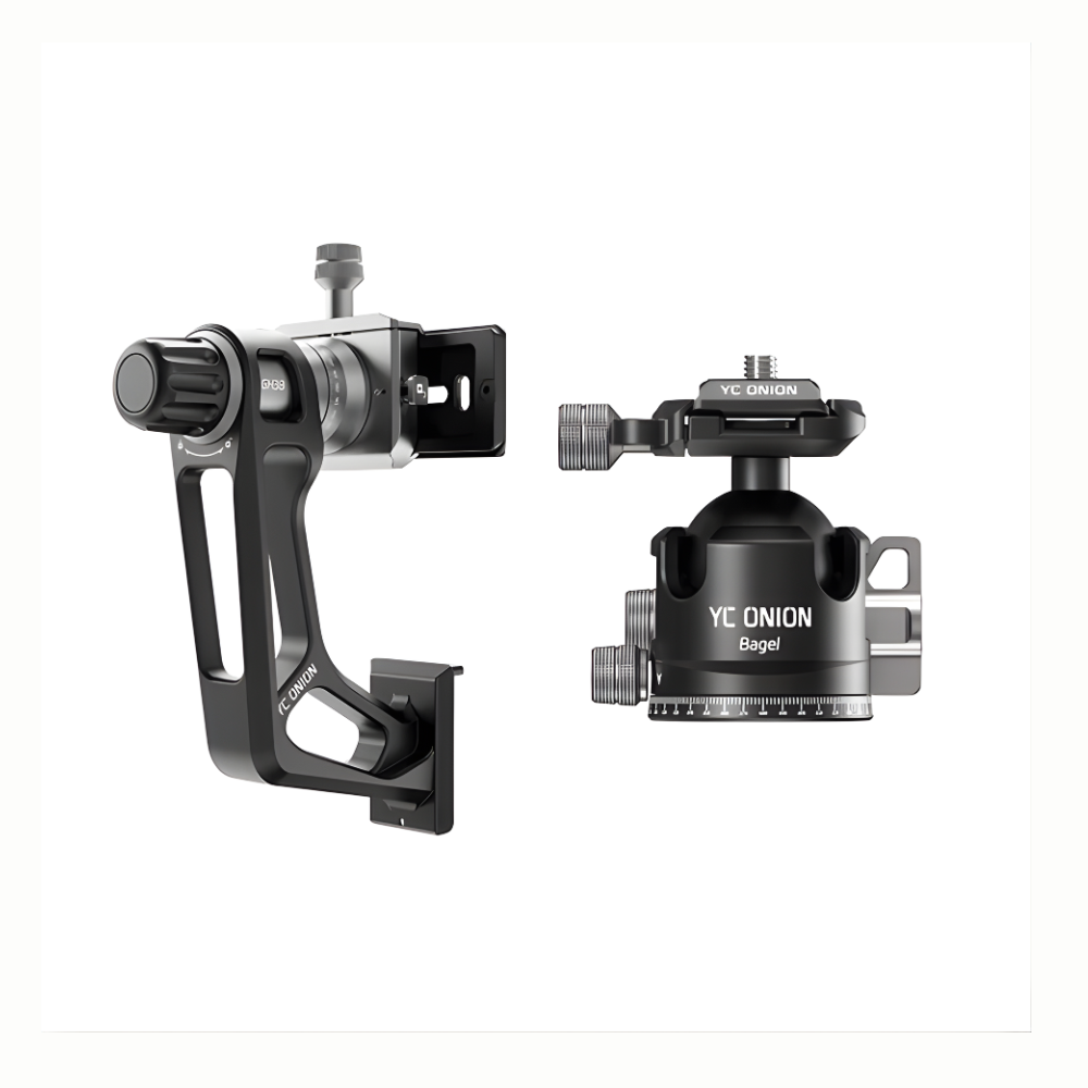 YC ONION Bagel BF44 Dual / BC44 Single 360° Panoramic Ball Head & GH38 Litchi Gimbal Head Vertical Shooting Extension Adapter with Quick Release Plate for Tripods, Monopods, Mirrorless & DSLR Cameras – Photography & Video Recording