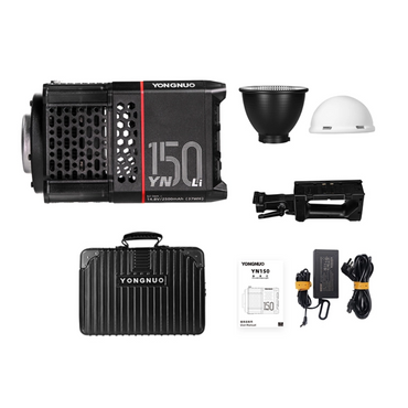 Yongnuo YN150Li 150W COB LED Video Light Kit Mini Bowens Mount 2500mAh Built-in Battery, 3200~5600K CCT, TFT Screen with Onboard Controls, Bluetooth App, 2.4G Remote Control Support Max 100m Operatiol Range and 12 Light Effect Presets
