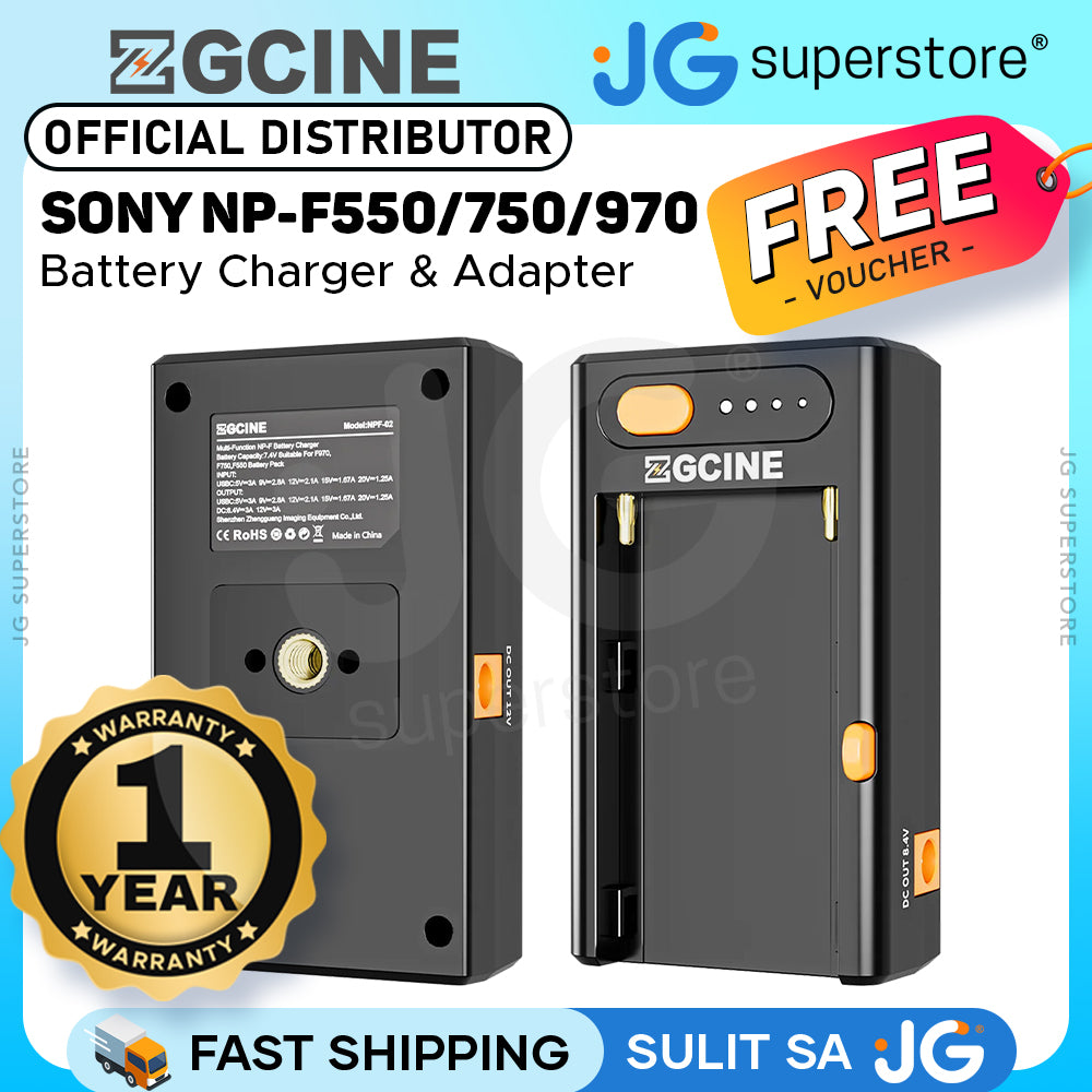 ZGCINE NPF-01 / NPF-02 NP-F Multi-Function Battery Charger & Power Adapter for Sony NP-F550/750/970 with USB-C PD 25 W In/Out, Dual DC Barrel Outputs, USB-A & D-Tap Outputs, 4-Level LED Status, Multi-Function Charger for Photography