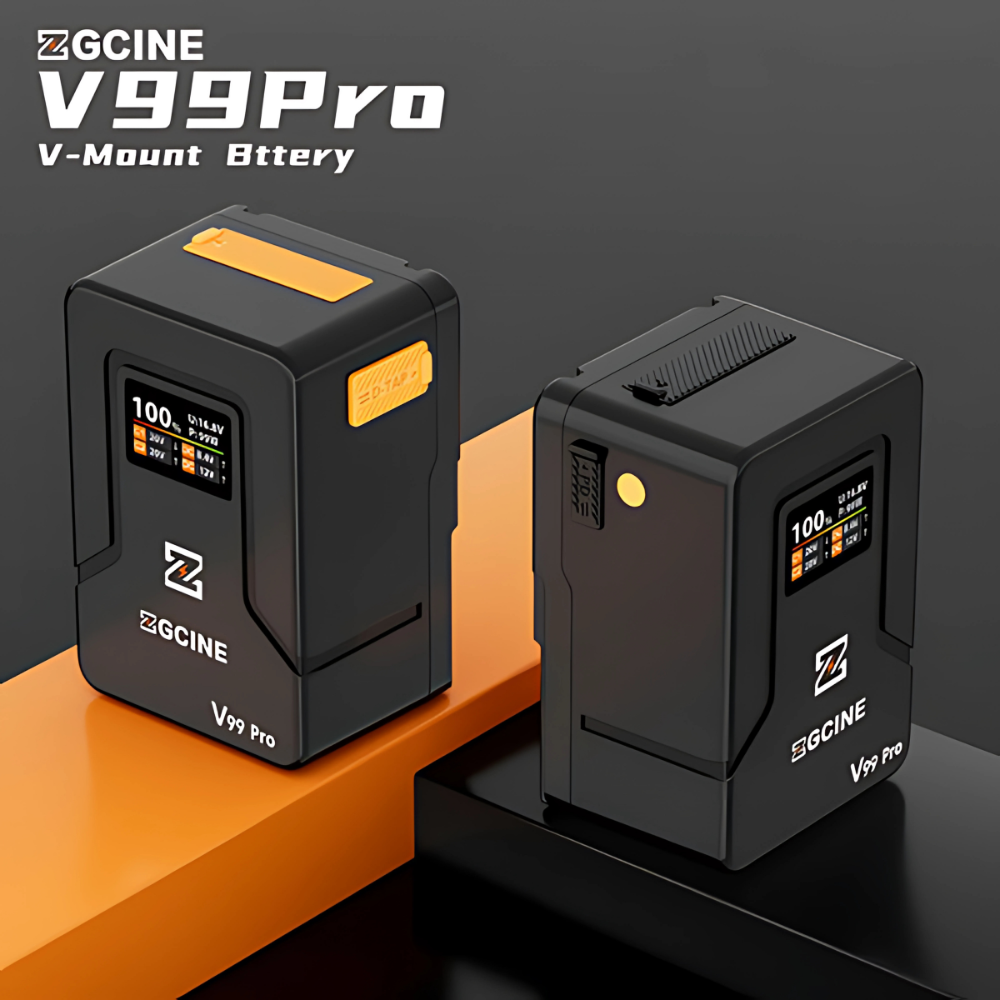 ZGCINE ZG-V99Pro V-Mount Battery 14.8V 99Wh 6400mAh with PD100W Fast Charging, OLED Display, USB-C, D-Tap, BP Input/Output and DC Outputs for Cameras, LED Lights, Monitors, Mobile Phones and Other Digital Equipment | Black | Orange
