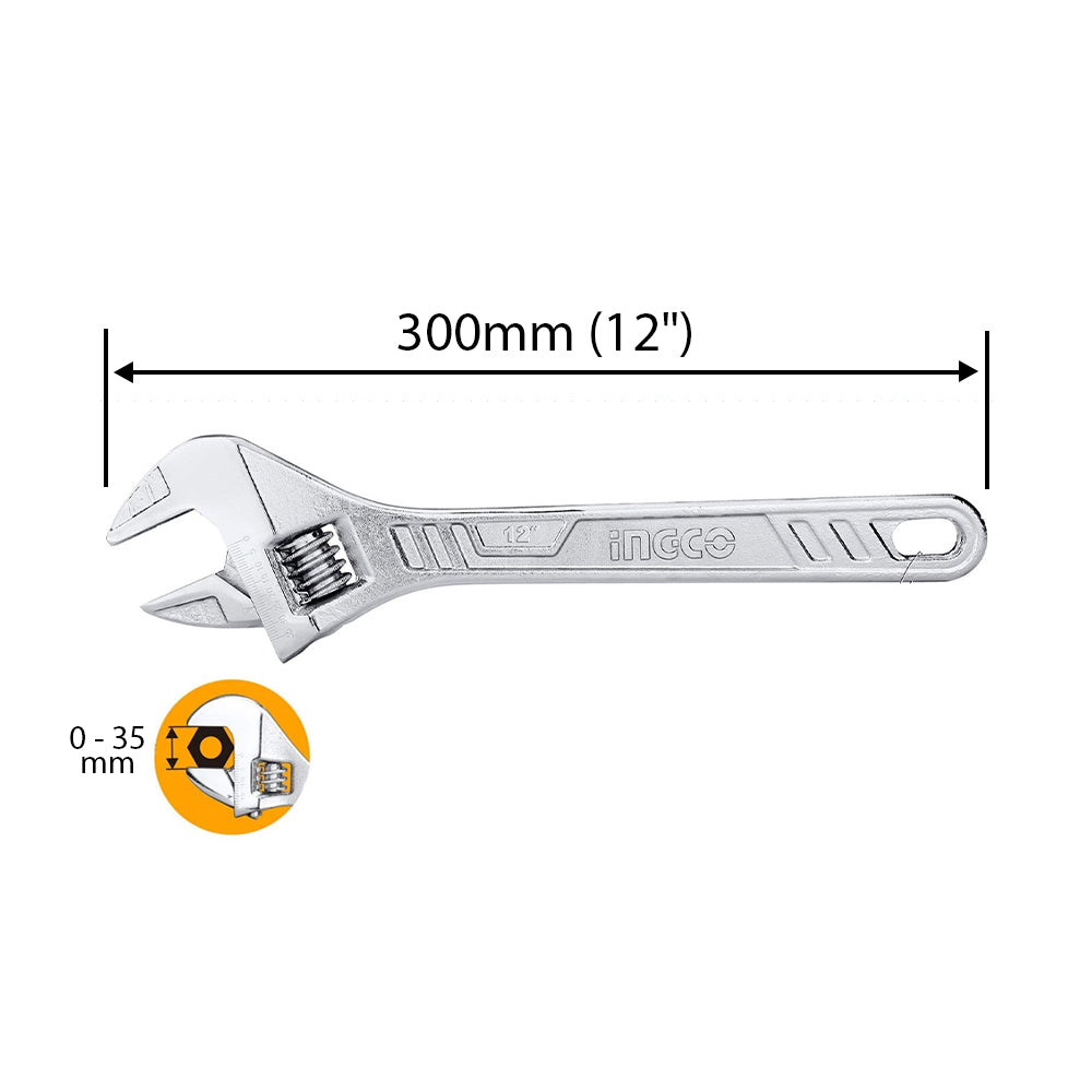 INGCO Adjustable Wrench and Multifunction Spanner (6") 150mm Gripping Fastener Nut & Bolts Enlarge Open Monkey Wrench | HADW131062