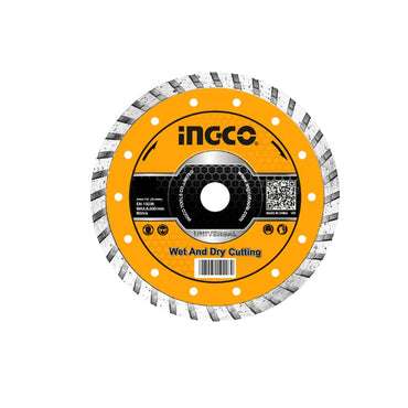 INGCO DMD031051HT 4" Industrial Ultrathin Diamond Disc Wet Cutting with 10mm Blade Width, 16mm Reduction Ring for Ceramic, Tile, Marble, and Brick