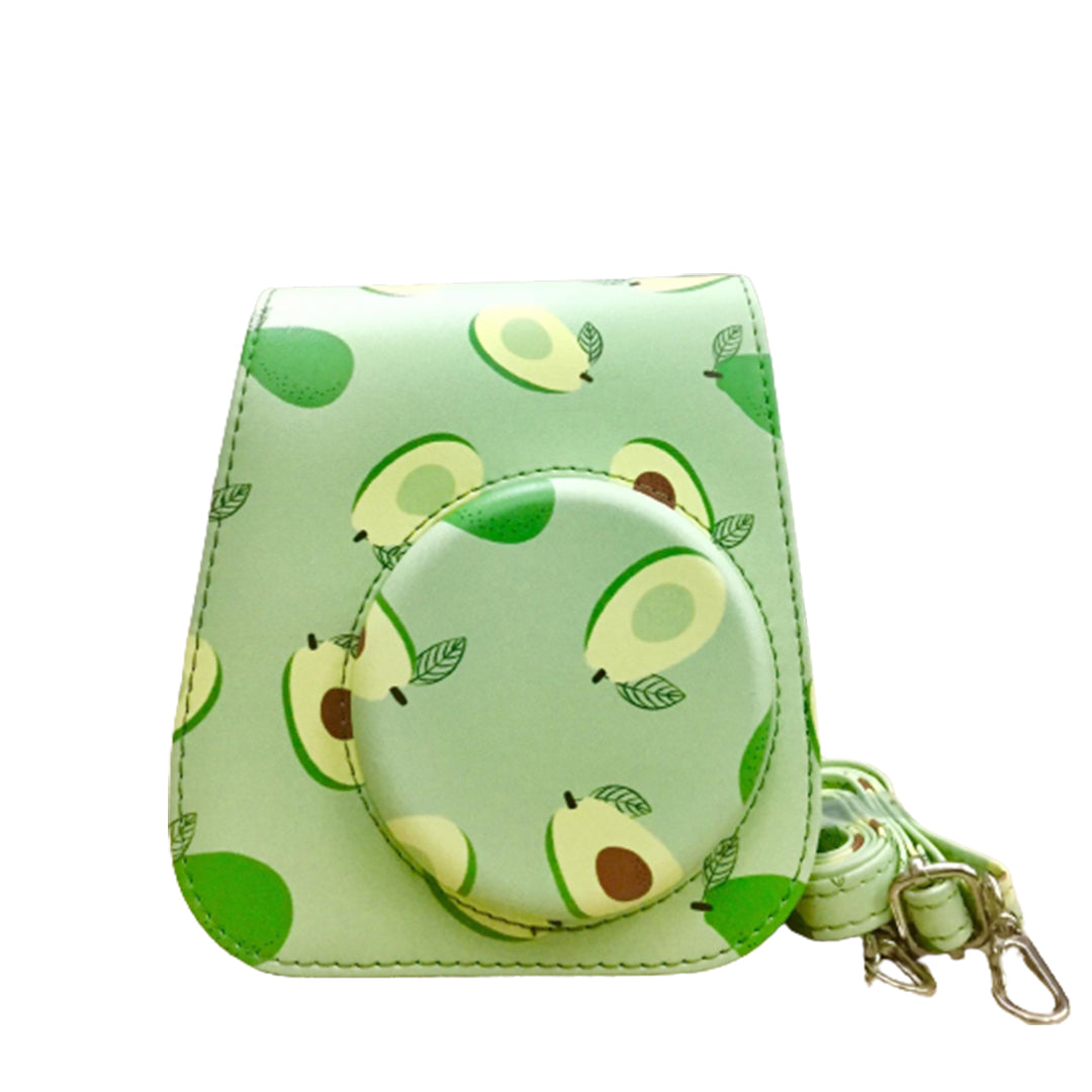 Pikxi BMP11 Fujifilm Instax Mini 11 Camera Leather Case Bag with Adjustable Shoulder Strap (Purple Cute Cat)