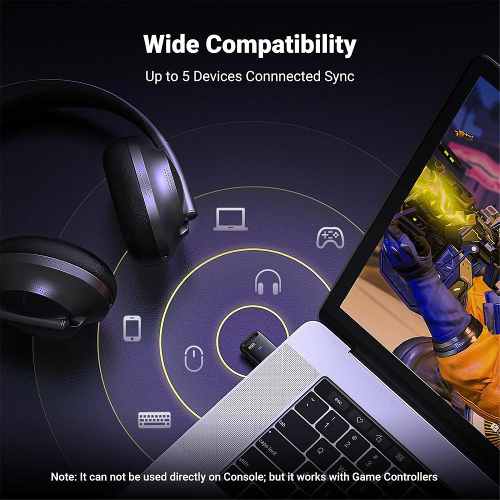 UGREEN Bluetooth 5.4 Wireless Receiver USB Adapter Dongle for Laptop & Desktop Computers (Windows Only) | CM748