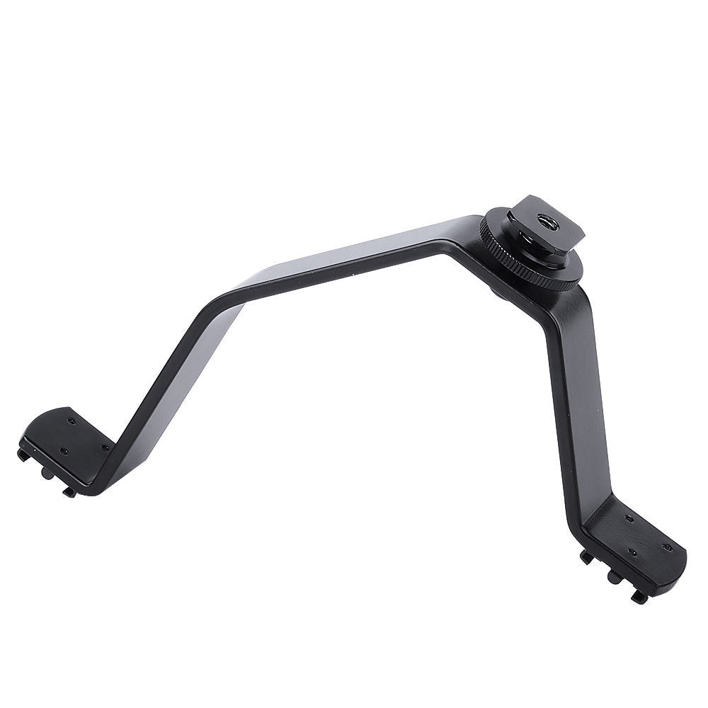 Pxel AA-VL Large V shape Double Mount Cold Shoe Hotshoe Flash Bracket for Video Lights Speedlite Microphones or Monitors on Cameras