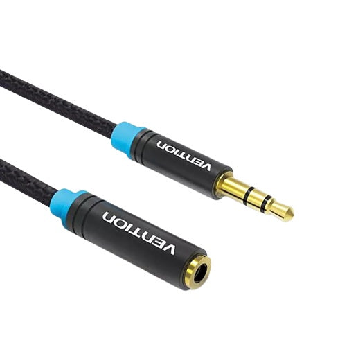 Vention TRS 3.5mm Male to 3.5mm Female Cotton Braided 3-Meters Gold Plated (VAB-B06) Stereo Audio Extension Cable for Amplifiers, Sound Box, Laptops, Smartphones