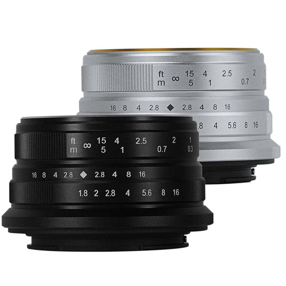 7Artisans 25mm F/1.8 APS-C Format M43 Micro Four Thirds Mount Compact Portrait Prime Lens MF Manual Focus for Mirrorless Cameras | Black Silver