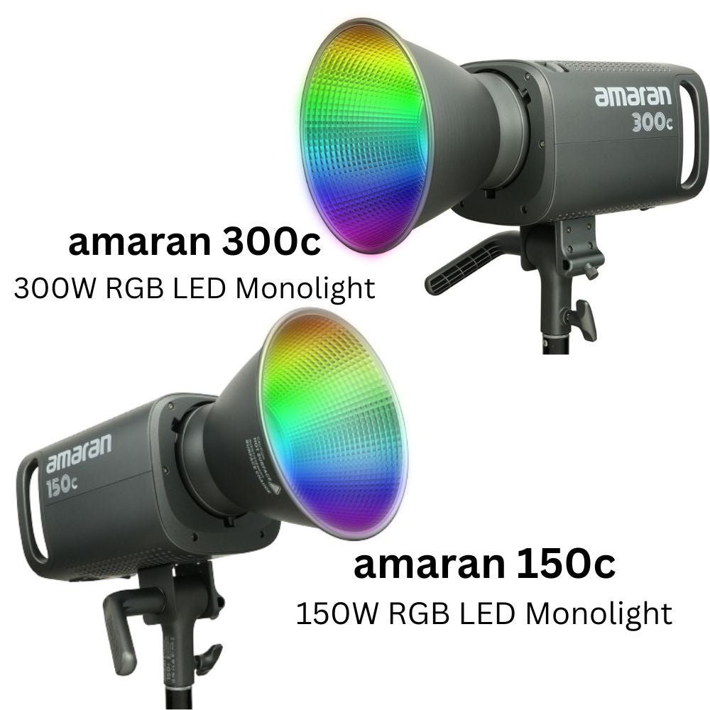 Aputure Amaran 300c / 150c RGB LED Monolight with Fully Tunable CCT 2500-7500K, 9 Preset Special Effects, Bowens S Mount Hyper Reflector Accessory and Bluetooth Wireless Control for Photography and Live Streaming - Gray | Deep Gray | White