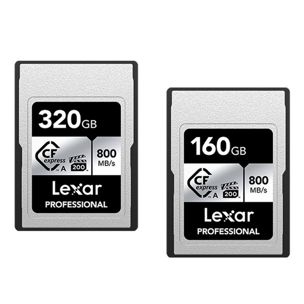 Lexar Professiol 320GB 160GB CFexpress Type A Silver CF Express Memory Card Compact Flash PCI-Express 3.0 with VPG 200MB/s, 8K RAW Photo Video, 800MB/s Read, 700MB/s Write Speeds
