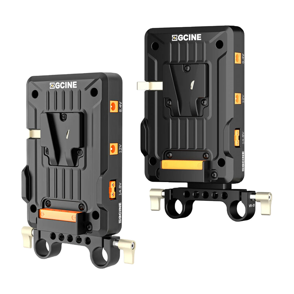 ZGCINE VM-VP1 KIT 1 | KIT 3 Series V-Mount Battery Plate with Adjustable Arm and 15mm LWS Rod Bracket, 20V, USB-C PD, USB-A QC, DC, D-Tap, BP Output, 1/4"-20 Mount Threads, LED Battery Status Indicator for Photography & Videography Devices