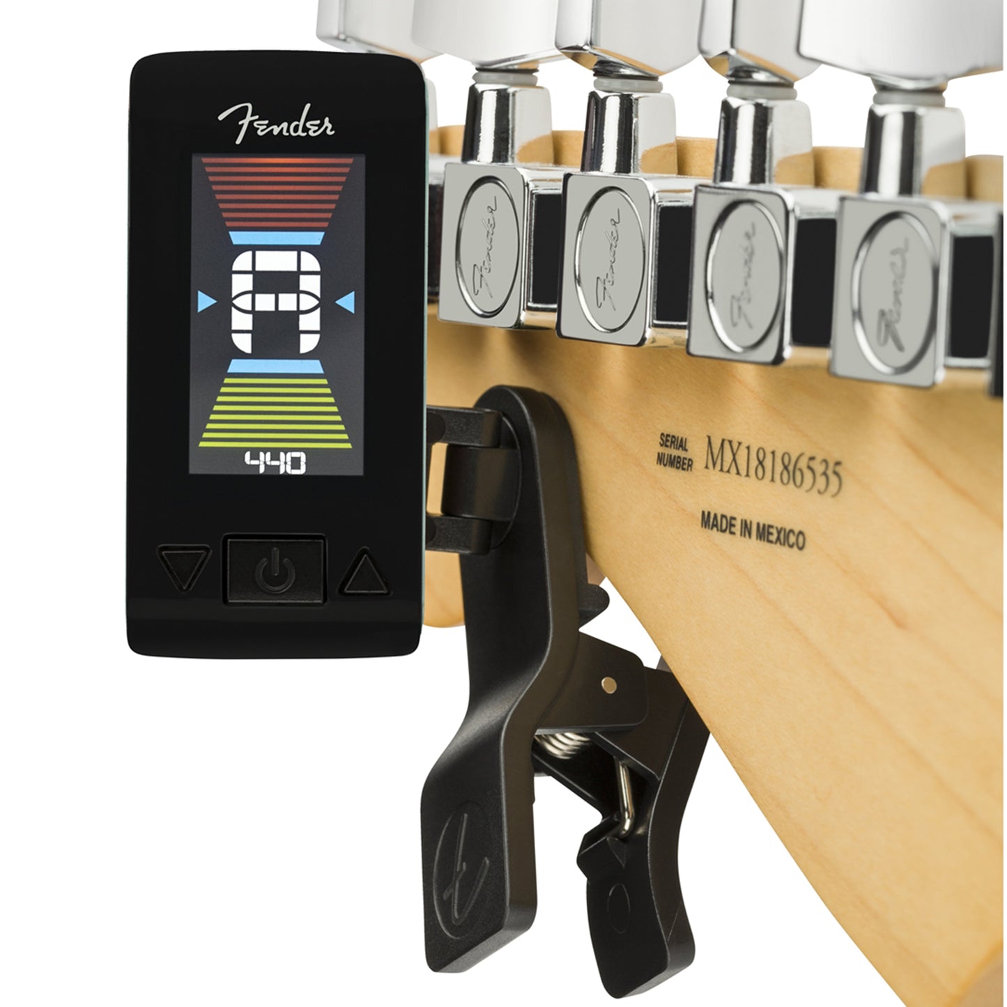 Fender Origil Clip On Chromatic Tuner with 360 Rotatable LCD Display for Guitar, Bass, Violin, String Instruments (Blue)