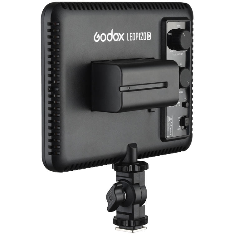 Godox LEDP120C Ultra-Thin 12W Dimmable LED Video Light Panel On-Camera Lamp 3200K-5600K Bi-Color Temperature with Hot Shoe Adapter