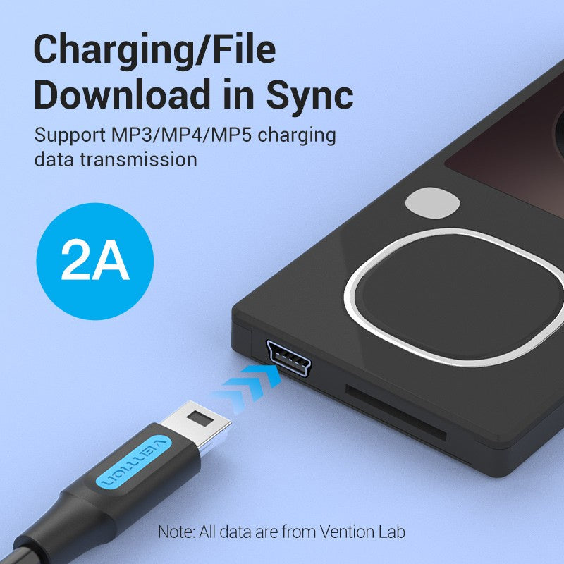 Vention USB 2.0 C Male to Mini-B Male 2A USB Cable 480Mbps (COW) (Available in Different Lengths)