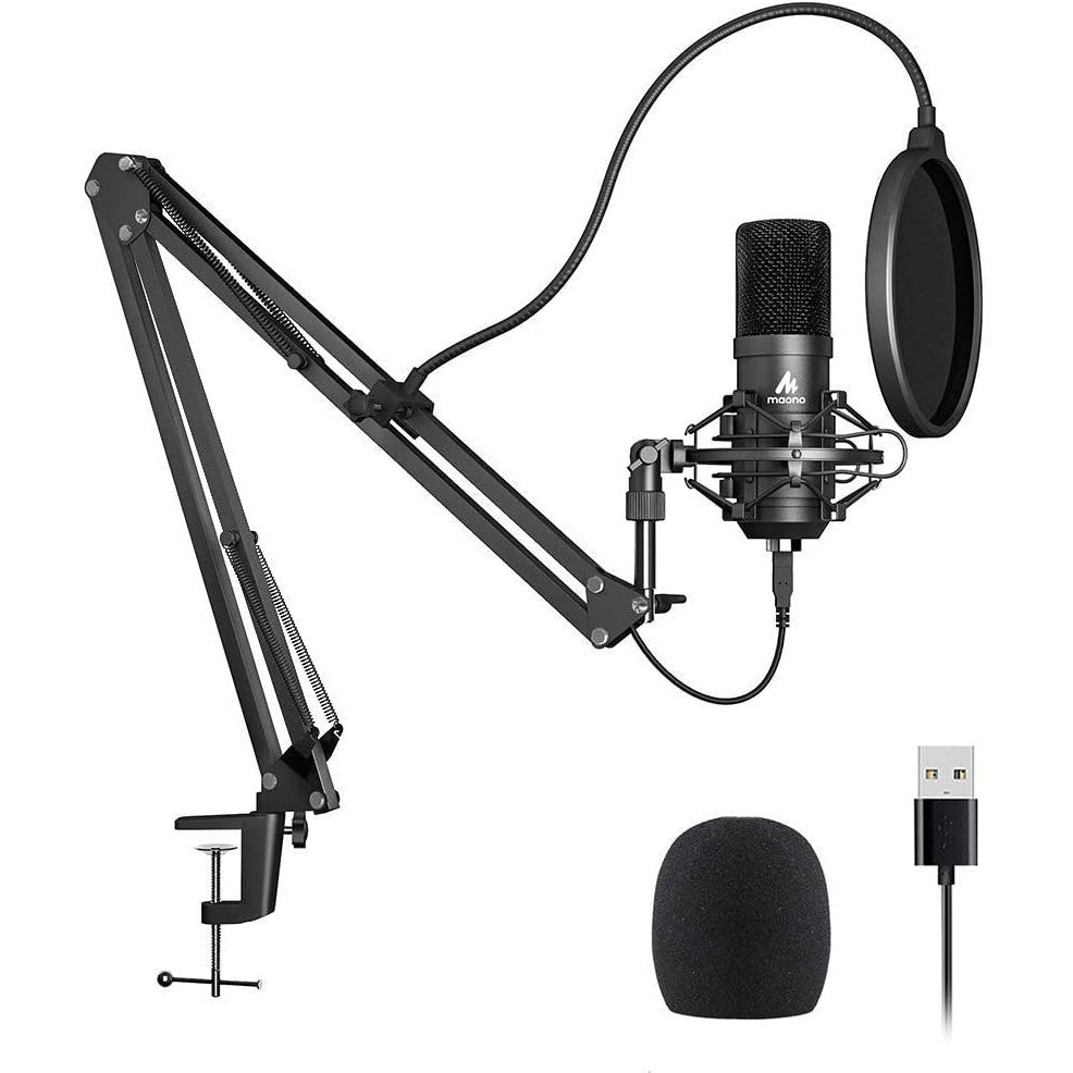 Maono AU-A04 A04 Professiol Studio Cardioid Condenser USB Microphone Kit with Folding Arm Stand for Podcast Gaming Livestream Youtube PC Recording