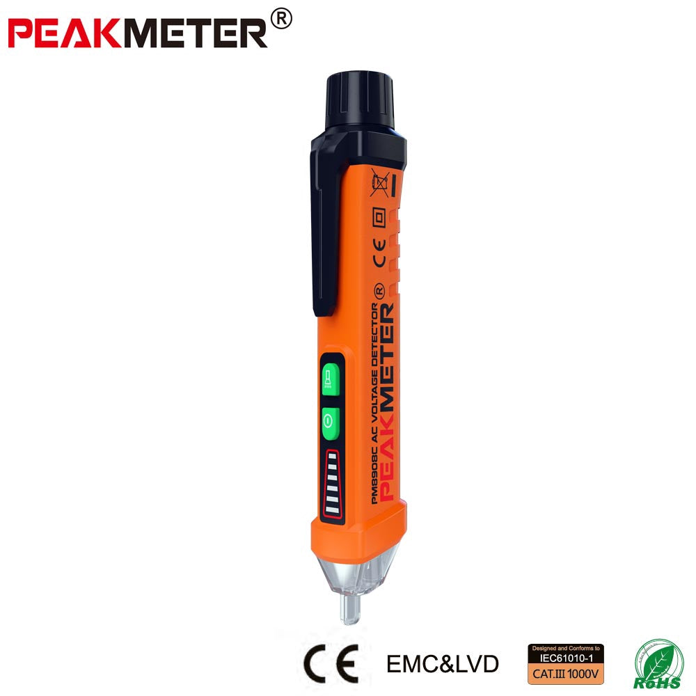 PeakMeter PM8908C Non-contact AC Voltage Detector Tester Meter 12V-1000V Pen style Voltage Detector