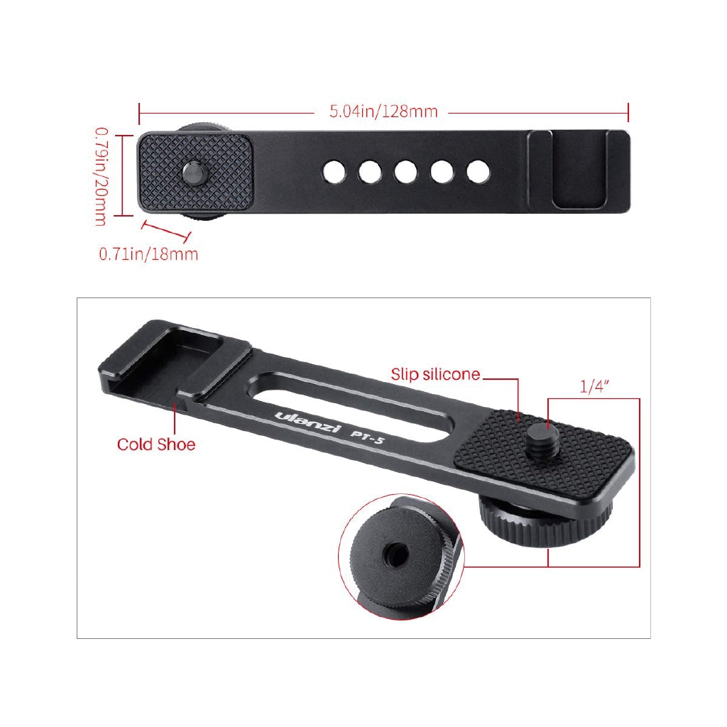 Ulanzi PT-7 Extension Bar Bracket with Cold Shoe 1/4 Screw for LED Video Light