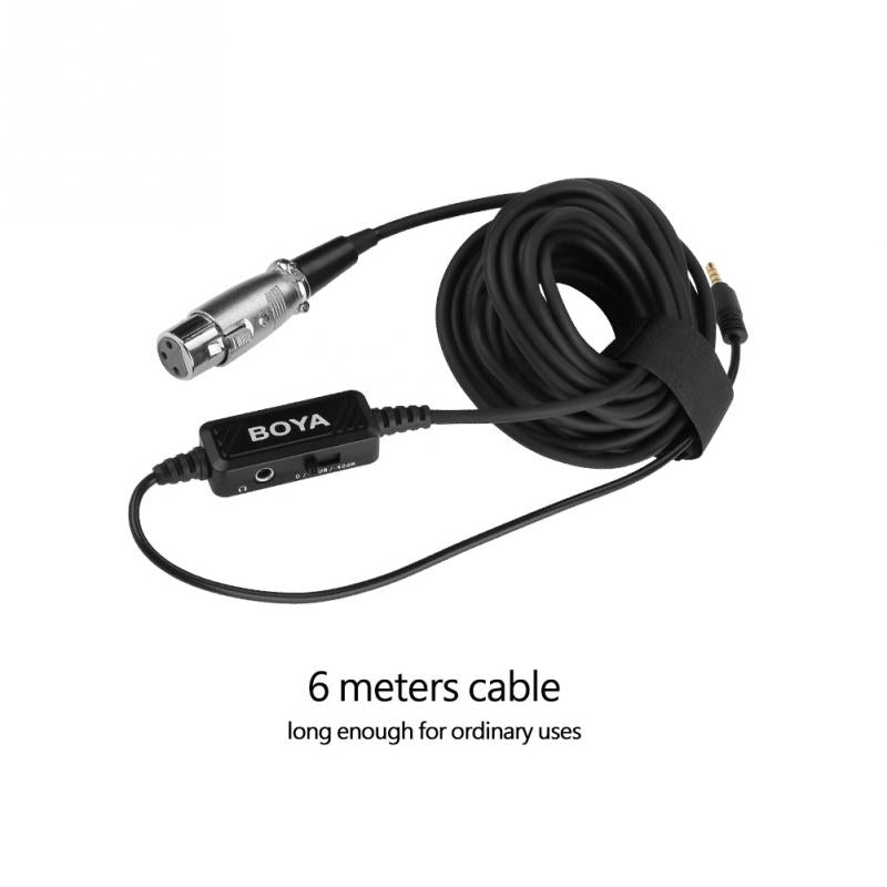 Boya BY-BCA6 XLR to 3.5mm Plug TRRS Microphone Cable for Apple Phones, Android Smartphones Mobile Devices 6M Cable with Integrated Pre-amplifier
